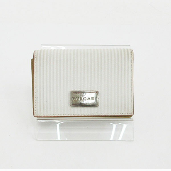 BVLGARI(ブルガリ) ミレリゲ カードケース 白 ホワイト キャンバス×レザー 【ブランド財布】 【中古】 netshop