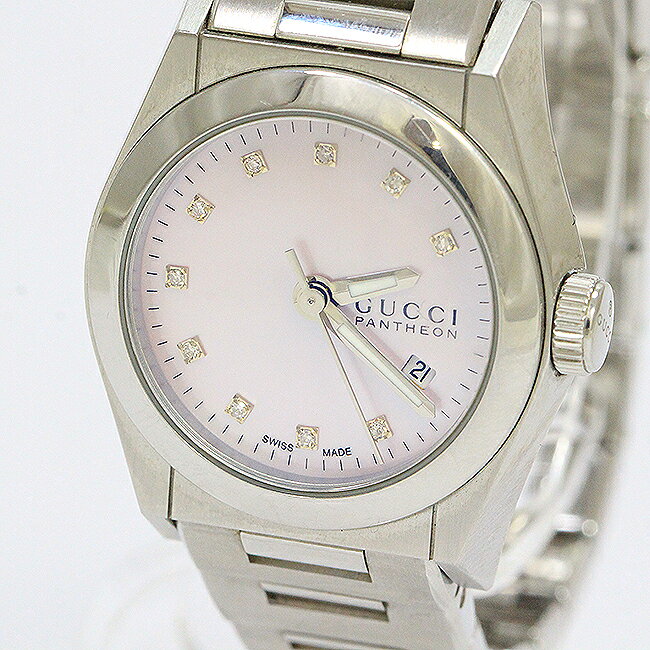 GUCCI(グッチ) パンテオン 10Pダイヤモンド 115.5 シェル文字盤 ステンレススチール(SS) クォーツ レディース 【中古】 腕時計 netshop