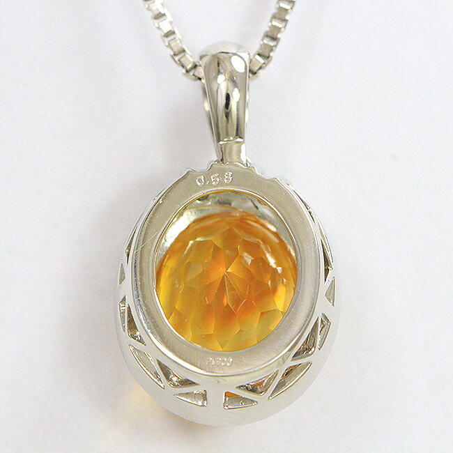 シトリン /ダイヤモンド 計0.58ct ネックレス プラチナ(Pt850/Pt900) 【中古】 ジ...