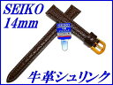 『SEIKO』バンド 14mm 牛革シュリンク(ステッチ付き)DXH0 茶色【送料無料】