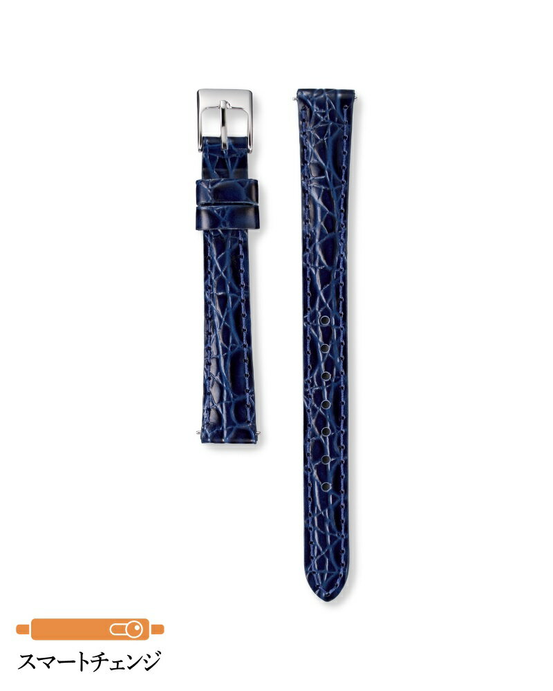 セイコー バンド 腕時計 14mm RS09C14BL 牛革ワニマルフ型押 切身 グレージング バネ棒付き 小甲丸タイプ 新品正規品 SEIKO 青色 送料無料(2)