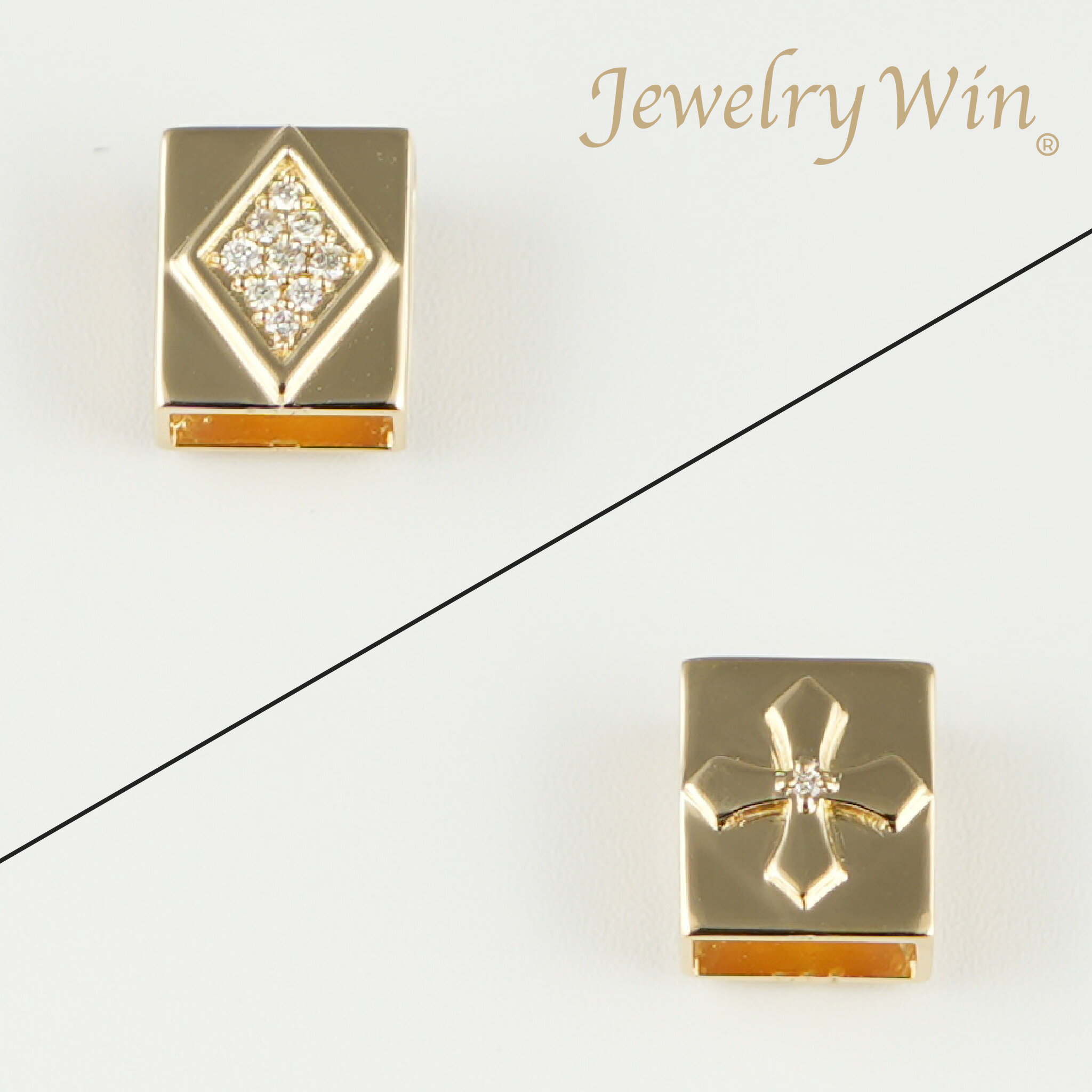 ペンダントトップ K18 ダイヤ付 (Type-DC) リバーシブルタイプ 2方向使用可能