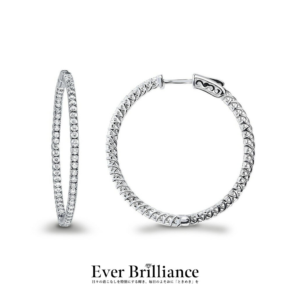 計1.92カラット ミドルサイズ フープピアス ( フープ ピアス 中折れ エタニティー レディース プラチナ 誕生日プレゼント ジュエリー 金属アレルギー対応...