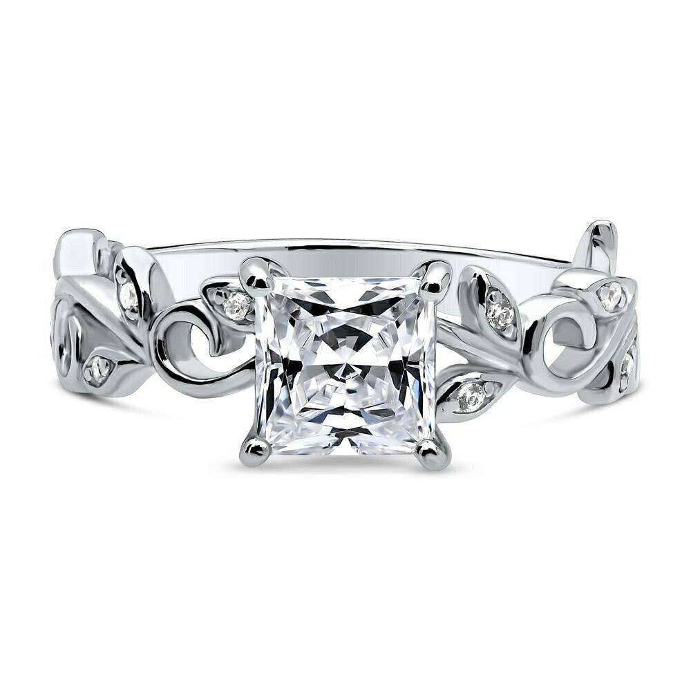 ジュエリーキャッスル 指輪 1.24カラット プリンセスカット リーフの透かしデザインリング（Ideal Brillinaceカット）( 誕生日 プレゼント ジュエリー 結婚記念日 ギフト jewelrycastle ギフト )