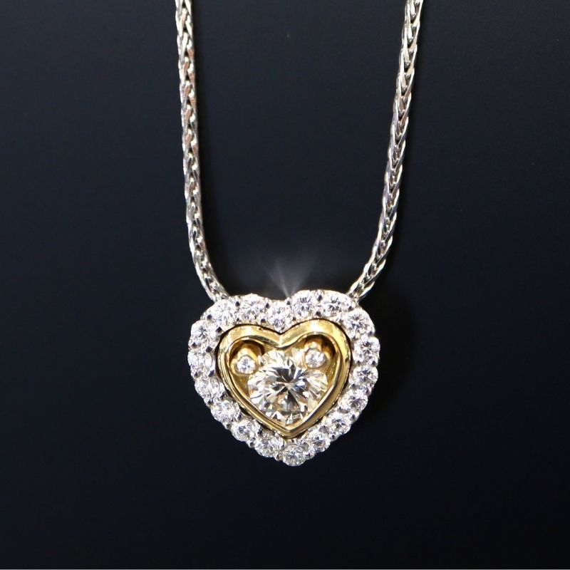 ハート形ダイヤモンドネックレス Fカラー VVSクラス　3EX 0.516ct GIA 45cm プラチナ K18 ゴールド 鑑定証付き ダイヤモンド ネックレス ハート プレゼント ギフト ジュエリー アクセサリー アクセ 結婚式 パーティー 誕生日 クリスマス シンプル 一粒(4)