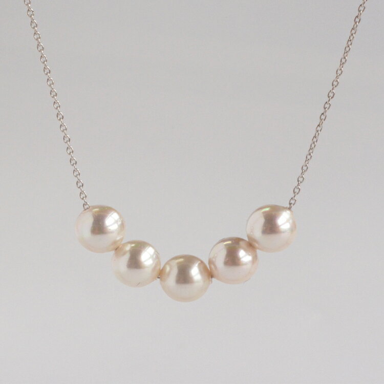 天然貝核・本貝パールネックレス 6mm5連 貫通タイプ【真珠】【日本製】 【 パール 】