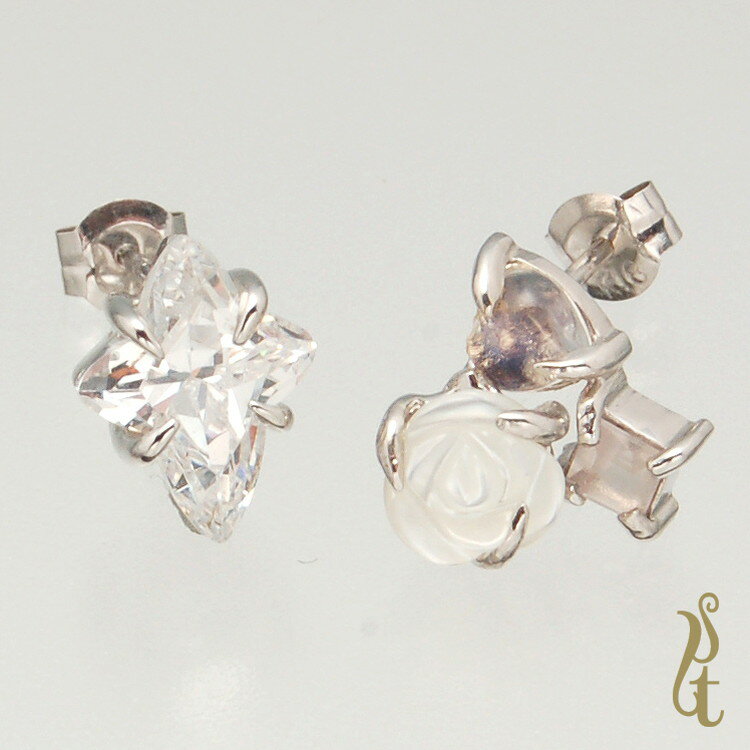 IP-0120【UZU IST】【ピアス】【K10WG】【鏡面仕上げ】【CZ MOP BMS RQ】