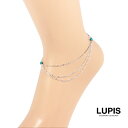 アンクレット レディース ターコイズ ストーン シンプル シルバー 多重 チェーン カジュアル 激安 安い プチプラ LUPIS ルピス