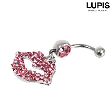 【14G】揺れるリップ&ジュエルバナナバーベル14Gボディピアス・へそピアス【ボディピアス 14g バナナバーベル へそピアス ステンレス サージカルステンレス リップ 揺れる レディース 激安 プチプラ】