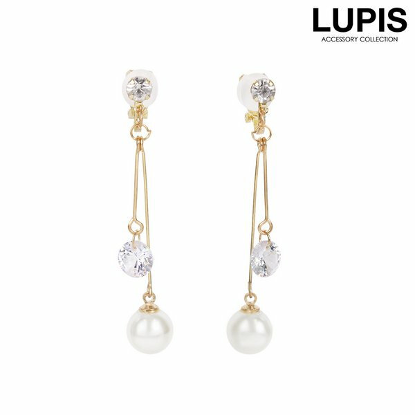 イヤリング パール 揺れる 大ぶり ストーン クリップ ロング 上品 お呼ばれ オケージョン 激安 安い プチプラ LUPIS ルピス