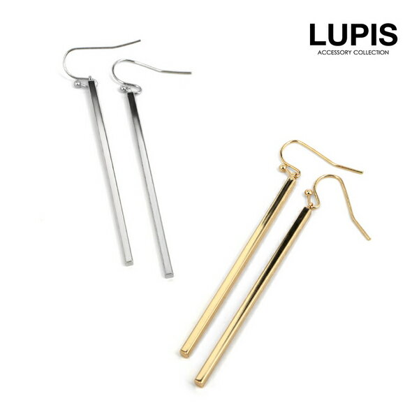 ピアス フックピアス ロングバー スクエア メタル 大ぶり 大振り 大きめ 揺れる ぶらさがり ゴールド シルバー 激安 安い プチプラ LUPIS ルピス