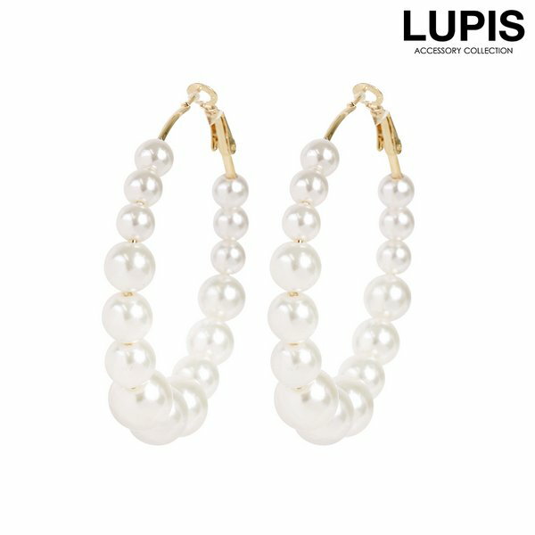 ピアス パール フープ 大ぶり ゴールド 結婚式 パーティー 上品 フェミニン 激安 安い プチプラ LUPIS ルピス