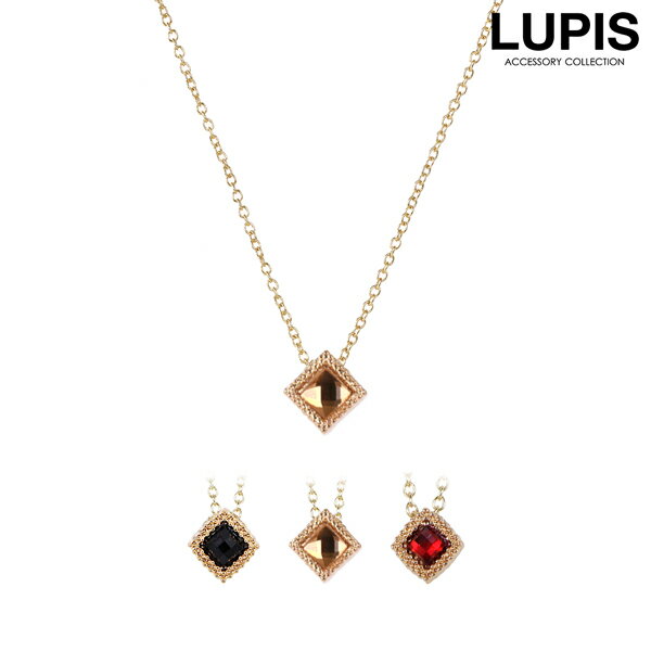 ネックレス レディース シンプル ストーン カラー スクエア ブラッグ レッド ライトブラウン ゴールド チェーン 安い 激安 LUPIS ルピス