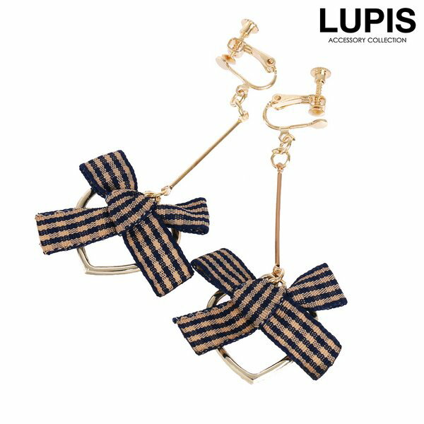 イヤリング ハート リボン チェック 韓国ガーリー かわいい ゴールド 大ぶり 激安 安い プチプラ LUPIS ルピス