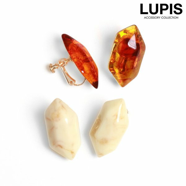 イヤリング マーブル べっ甲 アクリル ベージュ ブラウン 変形 ヘキサゴン カジュアル 激安 安い プチプラ LUPIS ルピス