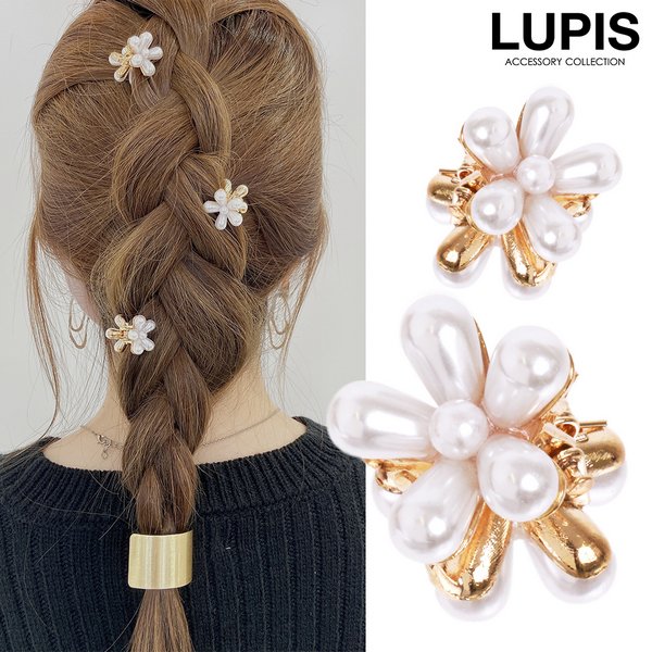 ヘアクリップ ヘアアクセサリー フラワーパール プチ ミニ 簡単装着 留めるだけ 安い 激安 LUPIS ルピス