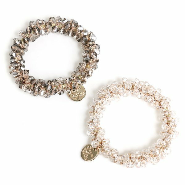 ヘアアクセサリー ヘアゴム ビジュー ビーズ クリスタル クリア ブラック チャーム コイン 激安