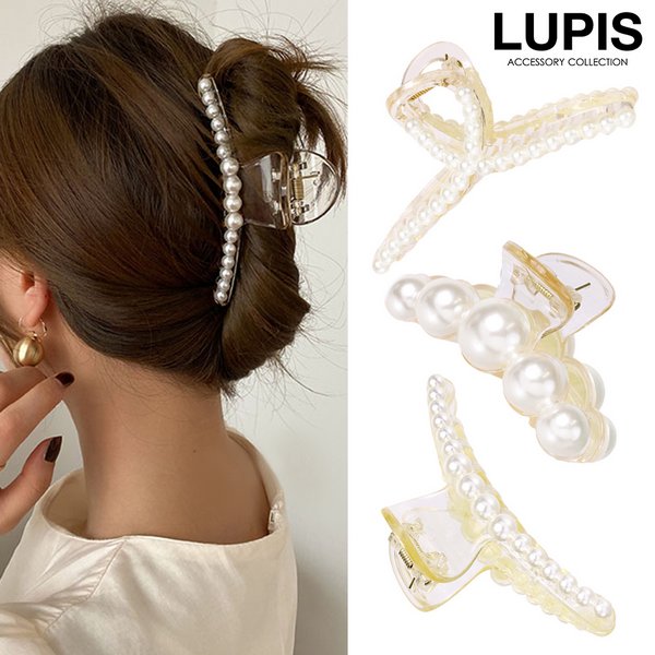 バンスクリップ ヘアクリップ ヘアアクセサリー パール クリア 大人 上品 かわいい おしゃれ シンプル 安い 激安 LUPIS ルピス