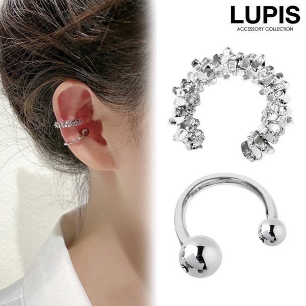 イヤーカフ セット 2個入り 片耳用 メタル ボール シルバー 大人 韓国スタイル 韓国っぽ おしゃれ激安 安い プチプラ LUPIS ルピス