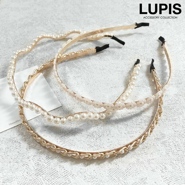 カチューシャ パール 細め ウェーブ フラワー チェーン 上品 かわいい おしゃれ 大人 安い 激安 LUPIS ルピス