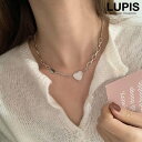 ネックレス レディース ハートプレート ハート チェーン アシンメトリー シルバー 韓国っぽ ガーリー激安 安い プチプラ LUPIS ルピス