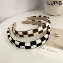 カチューシャ ヘアアクセサリー チェッカーフラッグ 格子 チェック 韓国っぽ 韓国 おしゃれ トレンド ブラック ブラウン 安い 激安 LUPIS ルピス