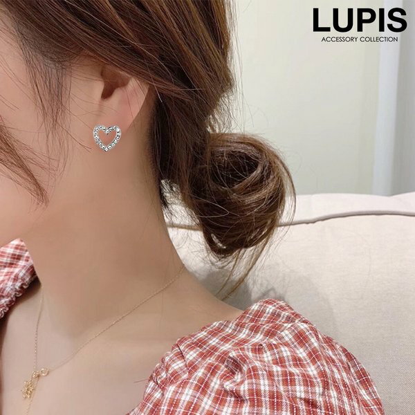 ピアス レディース オープンハート ストーン パヴェ シルバー ワンポイント 激安 安い プチプラ LUPIS ルピス