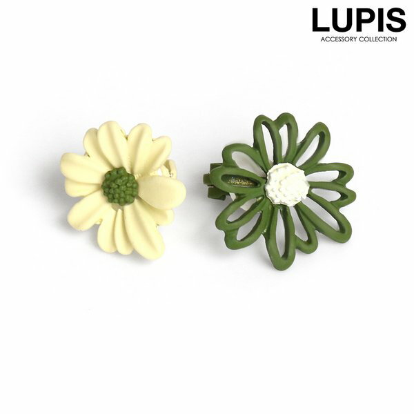 イヤリング レディース フラワー バイカラー マットカラー おしゃれ かわいい ガーリー 大人 上品 シンプル アシンメトリー 韓国 韓国っぽ 安い 激安 LU...