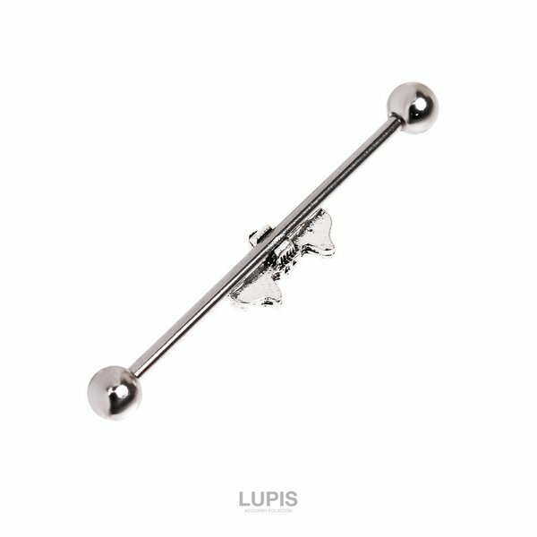ボディピアス ストレートバーベル インダストリアル 14G サージカルステンレス 金属アレルギー対応 つけっぱなしOK コウモリ ハロウィン 安い 激安 LUPIS ルピス