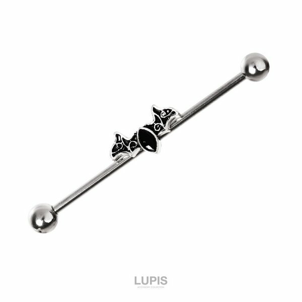 ボディピアス ストレートバーベル インダストリアル 14G サージカルステンレス 金属アレルギー対応 つけっぱなしOK コウモリ ハロウィン 安い 激安 LUPIS ルピス