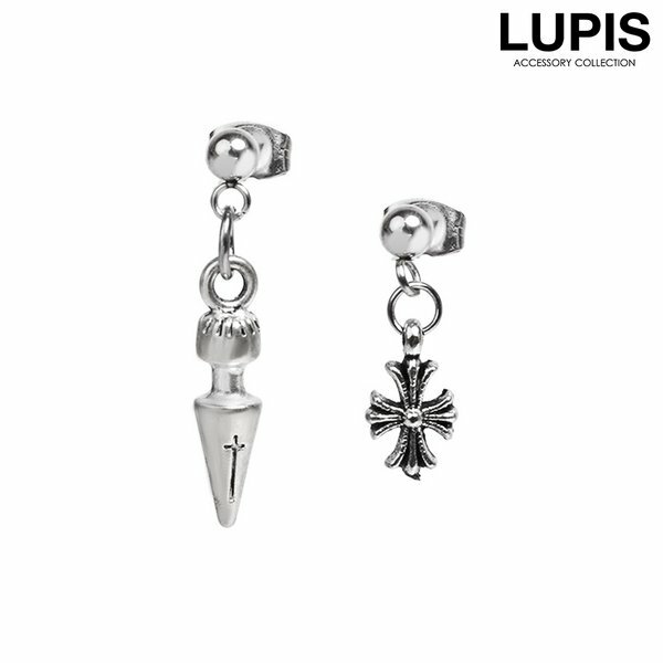 ピアス レディース メンズ ユニセックス 片耳売り クロス スパイク クール かっこいい ペアアクセ シルバー アンティーク ヴィンテージ 安い 激安 LUPI...