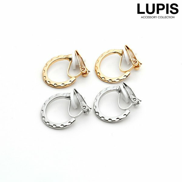 イヤリング フープ メタル シンプル 変形 ニュアンス クリップ エンボス たたき加工 こなれ感 カジュアル きれいめ スタイリッシュ 安い 激安 LUPIS ...