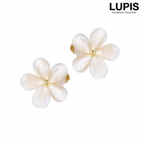 イヤリング フラワー クリップ 花 ホワイト お呼ばれ オケージョン シンプル ガーリー 激安 安い プチプラ LUPIS ルピス