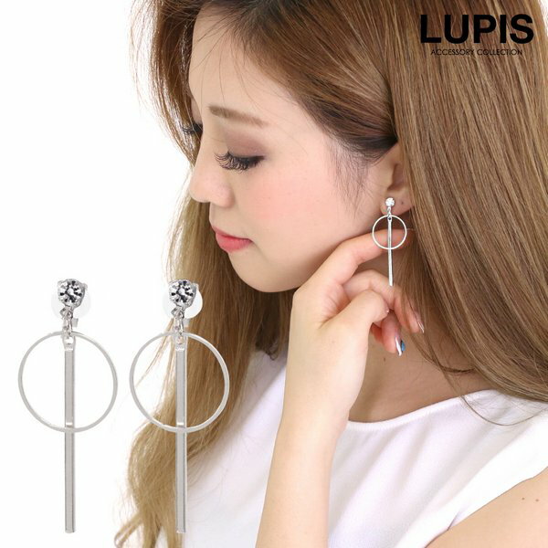 イヤリング 大ぶり 揺れる クリップ レディース シルバー ストーン シンプル かわいい 大人っぽい