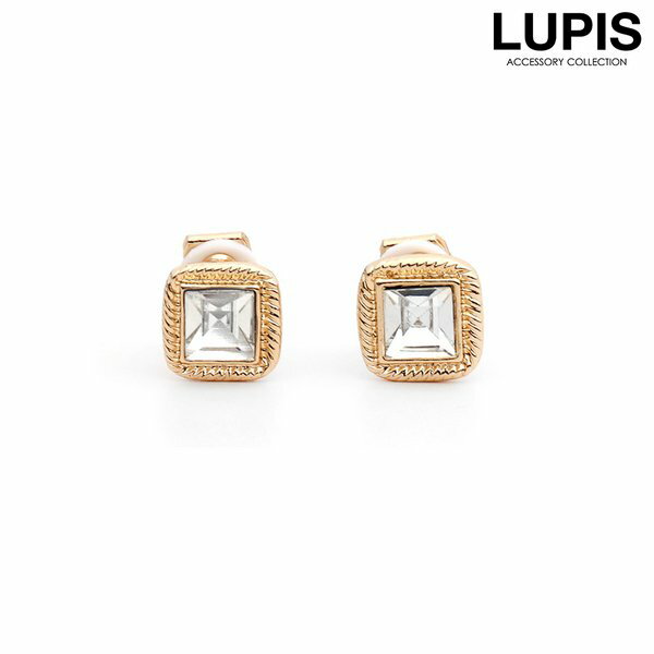 イヤリング レディース ビジュー ストーン スクエア シンプル 上品 小ぶり ワンポイント クラシカル 大人っぽ クリップ式 安い 激安 LUPIS ルピス