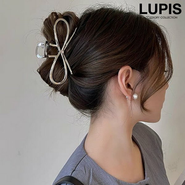バンスクリップ ヘアアクセサリー ヘアクリップ リボン メタル シンプル かわいい 上品 華やか ガーリー まとめ髪 ヘアアレンジ 韓国 韓国っぽ lupis ルピス 激安 安い プチプラ