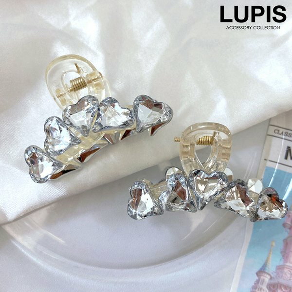 ヘアアクセサリー ヘアクリップ バンスクリップ ハート キラキラ ビジュー かわいい ガーリー まとめ髪 ハーフアップ 華やか 韓国 韓国っぽ lupis ルピス 激安 安い プチプラ