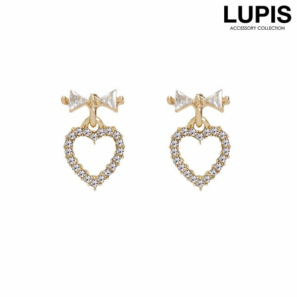 イヤリング リボン ハート キラキラ かわいい 大人 ガーリー ストーン パヴェ 上品 華やか 安い 激安 LUPIS ルピス