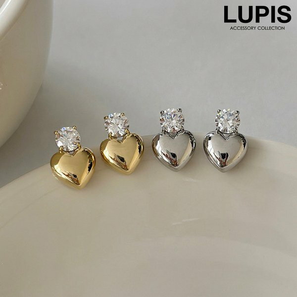 ピアス レディース ハート ストーン メタル キラキラ 華やか シンプル かわいい カジュアル きれいめ 上品 ガーリー 韓国 韓国っぽ lupis ルピス 激安 安い プチプラのサムネイル
