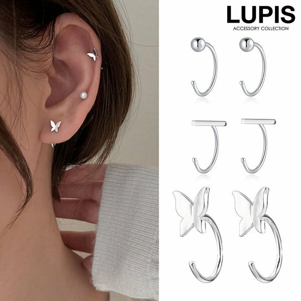 ピアス レディース フープピアス シンプル キャッチレス ボール キューブ バタフライ ワンポイント 上品 大人 韓国 韓国っぽ激安 安い プチプラ LUPIS...