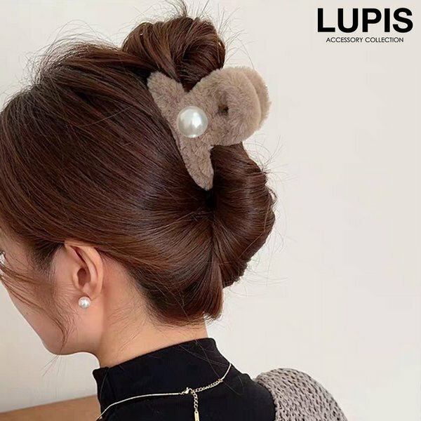 ヘアアクセサリー ヘアクリップ バンスクリップ 小さめ ファー もこもこ パール 上品 シンプル かわいい 簡単 ヘアアレンジ まとめ髪 韓国 lupis ルピス 安い 激安 プチプラのサムネイル