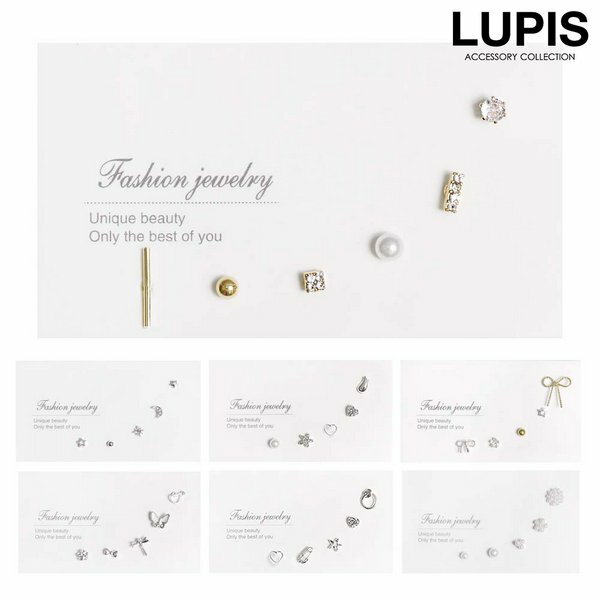 ピアス セットピアス レディース 極小 小さめ ミニマム シンプル 片耳用 ストーン パール バタフライ リボン 大人激安 安い プチプラ LUPIS ルピス