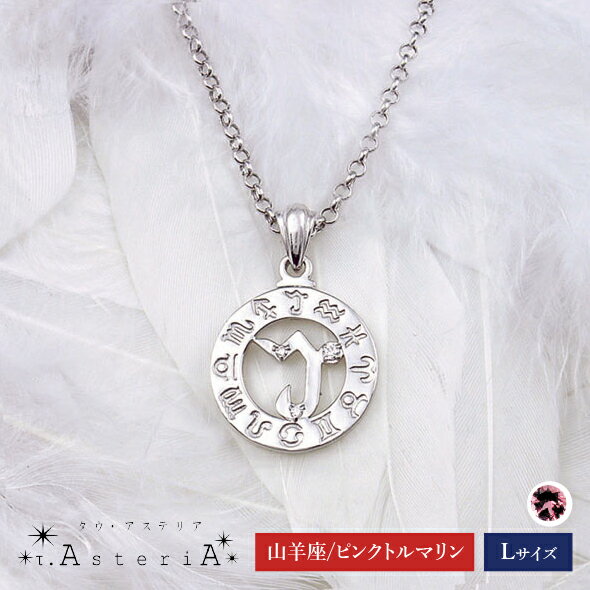 【τ-Ast eri A SV タウ・アステリア】 ネックレス Lサイズ （ 山羊座 星座守護石 ピンクトルマリン ） [ シルバー アクセサリー ジュエリー プレゼント ]