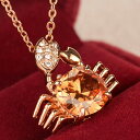 ネックレス スワロフスキー カニ 蟹 星座 守り 誕生石 ピンクゴールド K18金RGP プレゼント 金属アレルギー 彼女