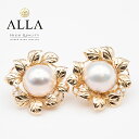 【中古】 パール イヤリング 鑑定書付 K18 パール 半円 14.3mm メレダイヤモンド 0.12ct SIクラス イエローゴールド アクセサリー 宝石 レ...
