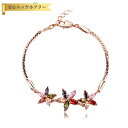 【全品70%OFFクーポンで1494円 先着500名様 ラストスパート3DAYS】 ブレスレット キュービックジルコニア マルチカラー 真鍮 ピンクゴールド 可愛い かわいい モチーフ フラワー 花 レインボーカラー 16+6cm b12071305