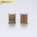 【全品70%OFFクーポン 円高還元セール!!4/20-21】 ピアス 両耳用 人工オパール ホワイト ブルー イエロー シルバー925 シルバーとイエローゴー...