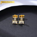 【全品70%OFFクーポン 円高還元セール!!4/20-21】 ピアス 両耳用 キュービックジルコニア ホワイト シルバー925 イエローゴールド スタッド エ...