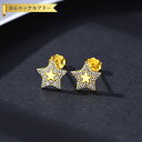 【全品70%OFFクーポン 円高還元セール!!4/20-21】 ピアス 両耳用 キュービックジルコニア ホワイト シルバー925 イエローゴールド スタッド 可...