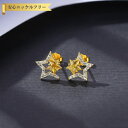【全品70%OFFクーポン 円高還元セール!!4/20-21】 ピアス 両耳用 キュービックジルコニア ホワイト シルバー925 イエローゴールド スタッド 可...